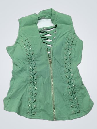 Green Lace-up Corset Style Vest