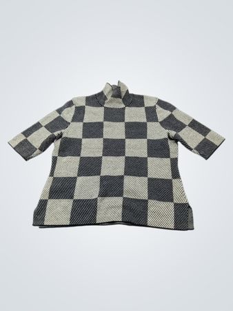 Ann Taylor Checkered Mock Neck Knit Top