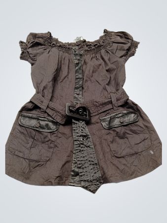 Dynamite Brown Smocked Top with Belt