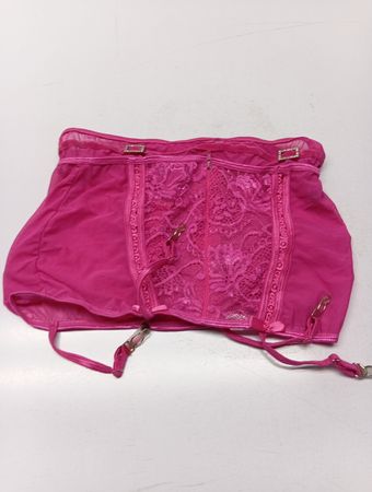 Pink lace garter belt