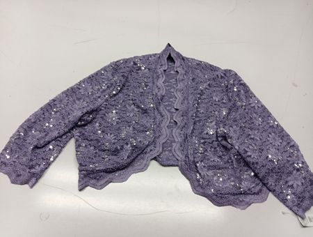 R&M Richards Purple Lace Sequin Bolero Jacket