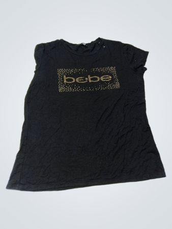 Bebe Black Rhinestone Logo T-Shirt