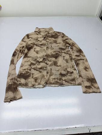 Sheer Cloud Print Turtleneck Top