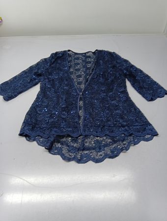 Blauer Spitzen-Pailletten-Cardigan