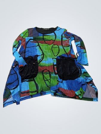 Robe à manches longues abstraite pour femme Papa avec poches
