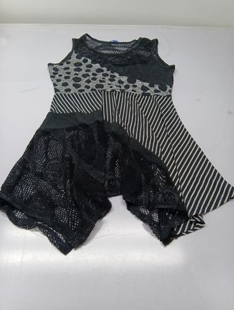Robe noire en maille patchwork Aster by Firmiana pour femmes