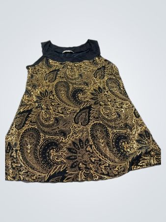 Black and Gold Paisley Print Sleeveless Top