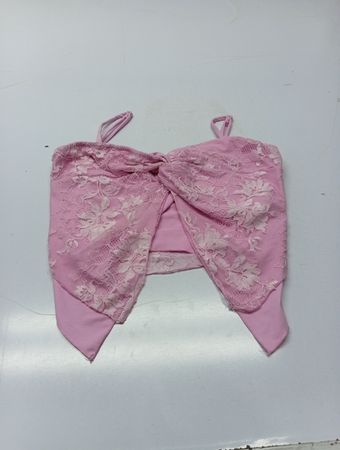 Rosa Spitzen-Schleifen-Crop-Top