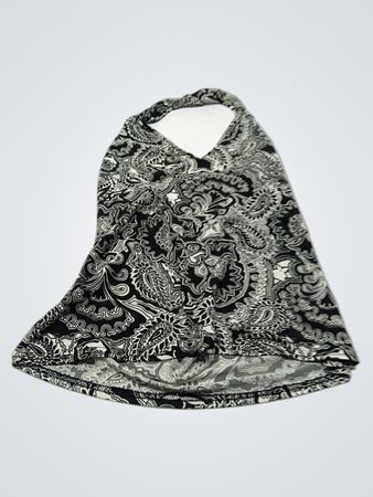 Schwarz-weißer Paisleydruck-Haltertop