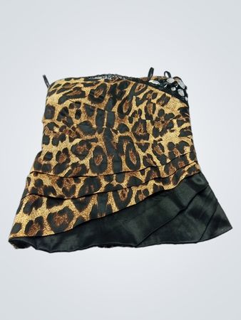 Marineblu Leopardprint Rüschen-Corsage-Top