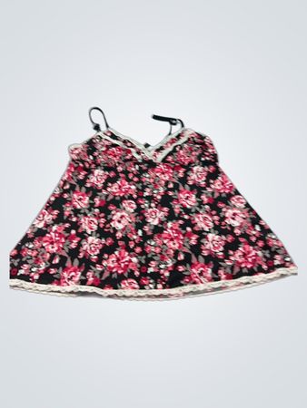 Schwarzes Blumendruck-Babydoll-Oberteil mit Spitzenbesatz