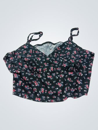 Schwarzes Blumenmuster Crop Top