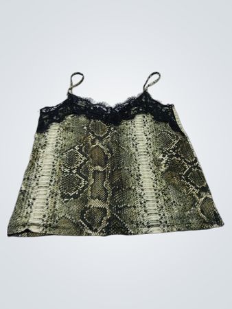 Zara Trafaluc Snake Print Lace Trim Cami Top