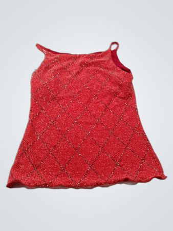 Nevrotika Red Sparkle Diamond Pattern Tank Top