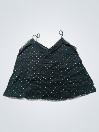 Stradivarius schwarzes Polka-Dot-Spitzenbesatz-Cami-Top