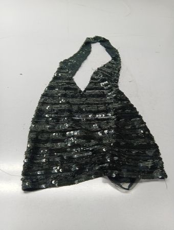Schwarzes Pailletten-Haltertop
