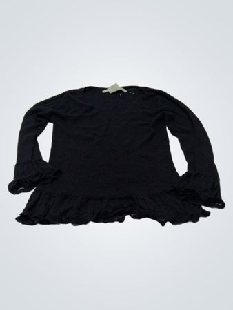 Studio M Black Sweater with Ruffle Trim