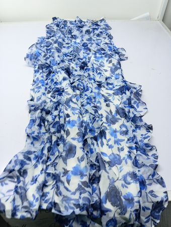 BHLDN By Anthropologie Blue Floral Ruffle Maxi Dress