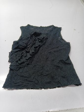Schwarzes Spitzen-Ärmelloses Top mit Rüschen