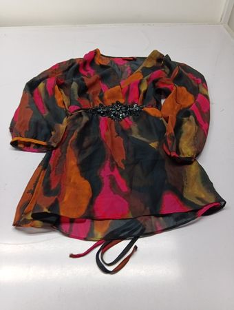 Tapemeasure Damen Abstract Print Perlen Waist Bluse