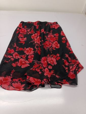 Schwarz und rot gemusterter Rock mit Blumenprint
