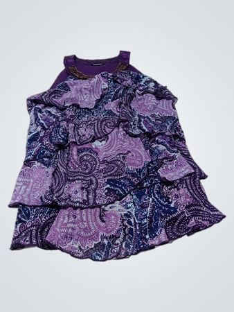 Penningtons Purple Paisley Tiered Beaded Neckline Tank Top