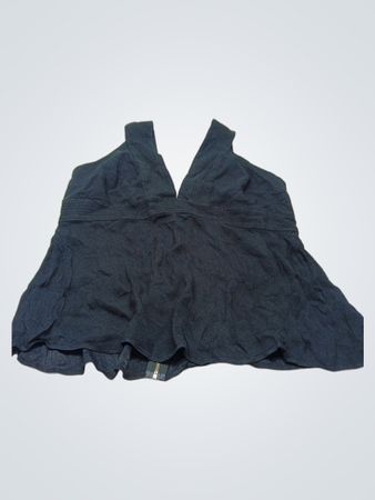 TROUVÉ Schwarzes V-Ausschnitt ärmelloses Oberteil mit Reißverschluss