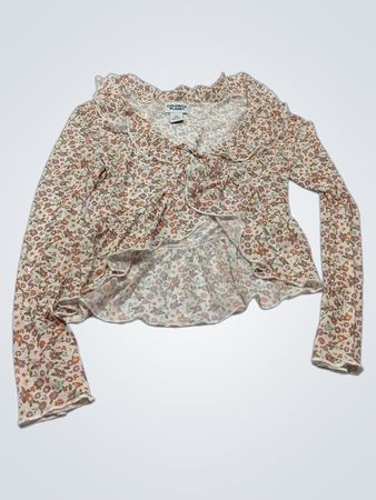 Children's Place Blumenmuster Rüschenausschnitt Langarm Peplum Oberteil