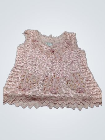 Eurofashion XL ärmelloses pinkes Spitzenoberteil