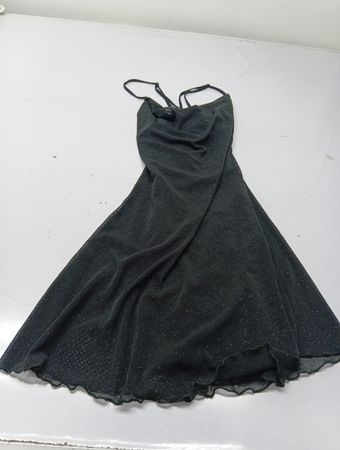 Mistyro Black Sparkle Spaghetti Strap Dress