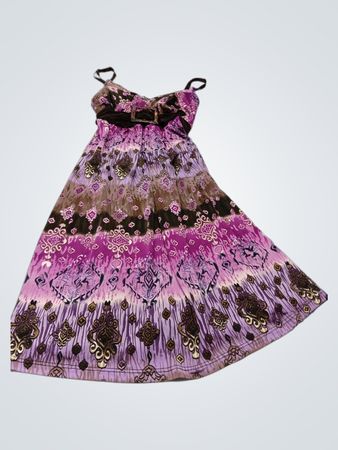 Frauen Lila Braun Gemustertes Sommerkleid