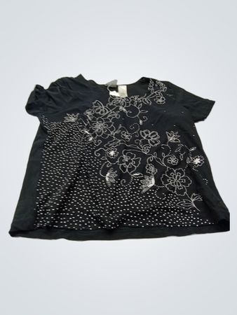 Liz Claiborne Damen Schwarzes Besticktes T-Shirt