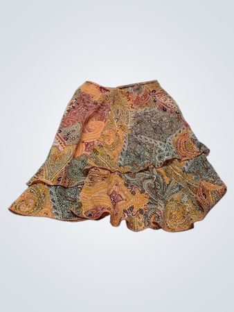 Danie Laurent Paisley Tiered Ruffle Skirt