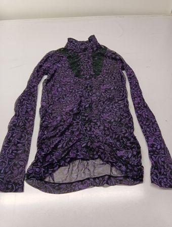 WEBB Lila Schwarzes Blumendruck Knopfhemd