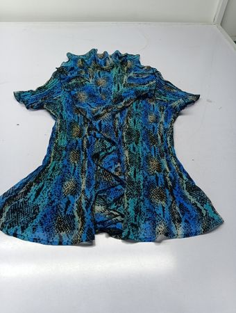Kriss Blue Snake Print Ruffled Top