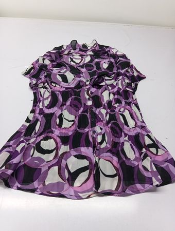 Lila und schwarze abstrakte Druckbluse