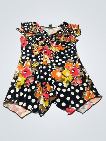 Suzie in the City Damen Schwarz Polka Dot Blumenmuster Twist Front Top