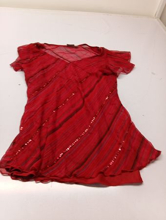 LINDEX rote gestreifte Paillettenbluse