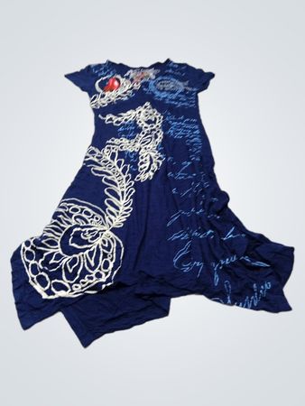 Desigual Blau Grafikdruck Kleid
