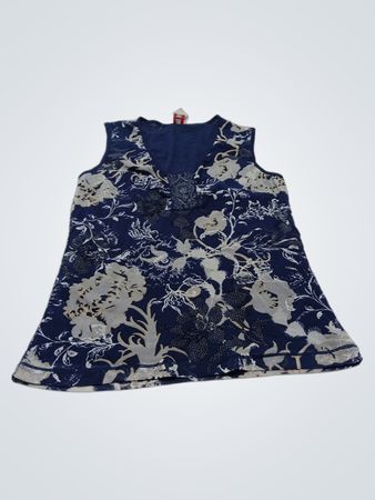 Olsen Europe Ärmelloses Blaues Floral-Print-Oberteil