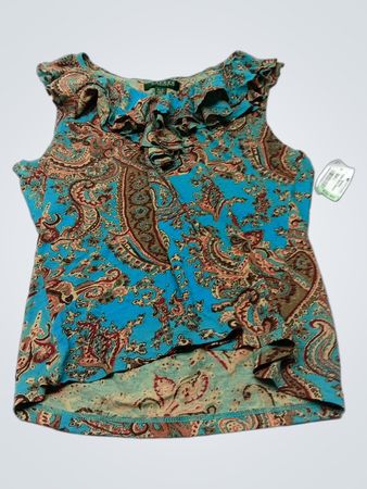 Lauren Ralph Lauren Petite Paisley Print Ruffle Top