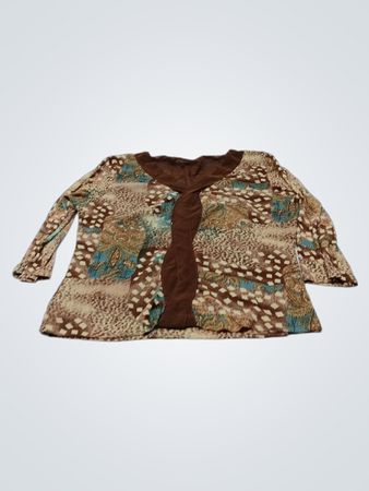 Braun und Blau gemusterte Bluse