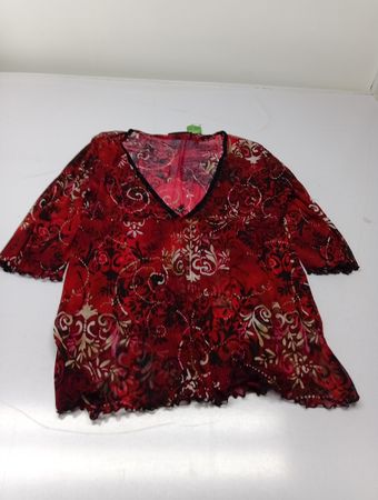 KappAhl Damen Rote Blumenmuster V-Ausschnitt Bluse