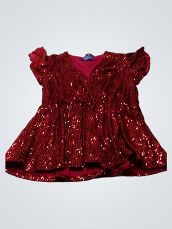 QASMA Damen Rot Pailletten Peplum Top