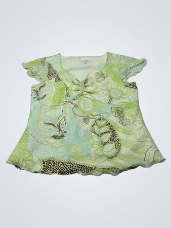 Cleo Petites Damen Grüne Blumenmuster Bluse