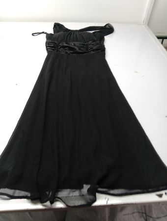 Connected Apparel Schwarzes Halfter-Top gerafftes Oberteil Chiffon Kleid