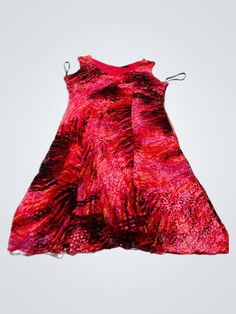 TRICOTTO Damen Rot Tierdruck V-Ausschnitt Ärmelloses Kleid Größe L