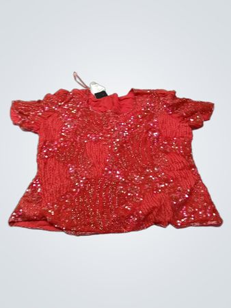 Rotes Pailletten-verziertes kurzärmliges Oberteil