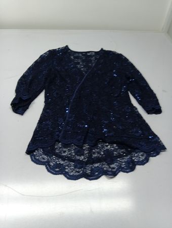 Navy Lace Sequin Kimono-Jacke