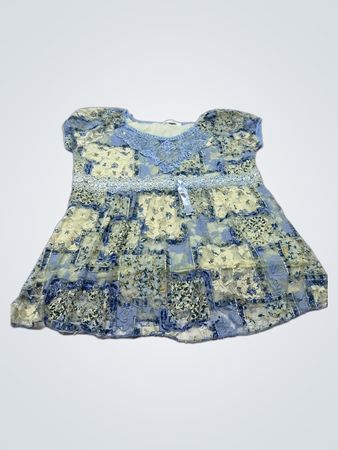 MISS LOVE S/M Blau und Creme Patchwork Oberteil